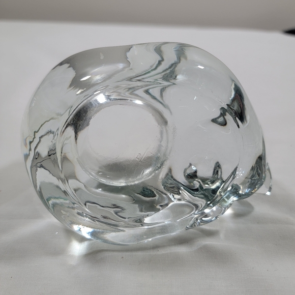 Vintage Indiana Glass Crystal Heavy Solid Sleeping Cat Votive Candle Holder - Picture 6 of 11
